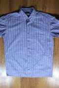 Koszula Eterna r. M 39/40 niebieska kr rękaw bawełniana męska paski