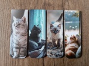 4 zakładki magnetyczne do książek. Koty