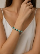 Bransoletka Handmade Marynarska Turkus Perły Kotwica Ster Morska 