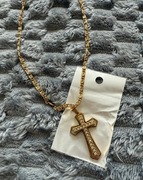 Złoty łańcuszek splot królewski+ krzyżyk - Stal chirurgiczna  - Nowy