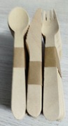 NOŻE ŁYŻECZKI WIDELCE DREWNIANE  JEDNORAZOWE  SZTUĆCE NA GRILL 16 CM 