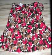 242^ Papaya Lniana spódnica w kwiaty z Paskiem 40/42