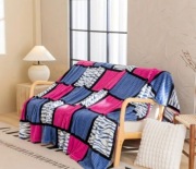 Koc Prążek Różowy+ Niebieski 180x200cm