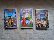 Kasety VHS Młoda Pocahontas Szkarłatny kwiat Podróże Guliwera Bajki