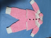 Komplet handmade dla dziewczynki sweterek+spodnie 0-6 miesięcy 