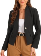 Marynarka damska Allegra K biznesowa, stójka, długi rękaw, guzik M