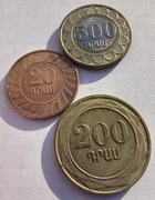 ARMENIA 3 monety 20 200 500 ŁADNE