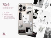 Naklejki 3D czarne – elegancki zestaw – telefon, planner, notes