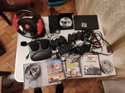 PlayStation 2 x2 Mega zestaw Gry 2 karty 2 pady kierownica zasilacze 