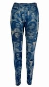 Legginsy damskie imitacja jeansu z twarzami