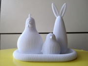 Ozdoby Wielkanocne Zestaw Królik + Kurki na Tacy | Nowoczesna dekoracja