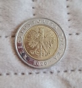5 złotych z 2020 roku moneta obiegowa 5 zł 2020r rok 5 zl obiegowe RZADKA