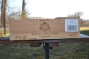 Drewniana skrzynka po winie Château Poujeaux Moulis rocznik 2017–oryginalna
