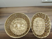 2 x duży koszyk wiklinowy stare złoto miska patera