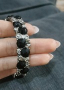 Bransoletka damska czarno - srebrna, elegancka biżuteria stan bdb