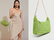 MANGO słomkowa limonkowa torebka rafii NOWA koszyk łańcuszek plaża