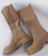 Beżowe glany sznurowane wiązane 36 37 38 39 wiązane 