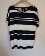 elegancka bluzka w paski granatowa biała ozdobne wiązanie Phase Eight 40 L