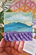 Mini obraz na płótnie malowany olejem Lawenda Góry mini painting