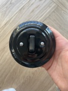 Włącznik Ceramiczny Retro Pojedynczy z ramką | Vintage Loft | Czarny