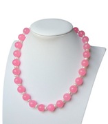 Naszyjnik 44 cm – różowy JADEIT i prawdziwe PERŁY 