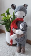 Kangurzyca z maleństwem 40 cm handmade 