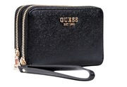 ORYGINALNY PODWÓJNY SKÓRZANY PORTFEL DAMSKI GUESS AMORETTE DUAL SLG CZARNY