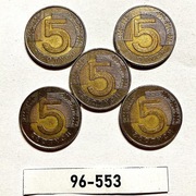 Moneta 5 zł  1996 rok ZESTAW 96-551= 5 szt.