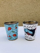 Para kieliszków z emalią ZSRR lata 70-e