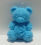 ŚWIECZKA OZDOBNA W KSZTAŁCIE MISIA - niebieski