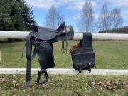 Siodło WEST westernowe ogłowie i sakwy piękny komplet skórzany