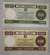 Bon towarowy Pewex 1 i 5 centów 1979 r. 