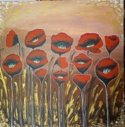 Obraz ręcznie malowany Czerwone Maki Bączkowska 120 cm 