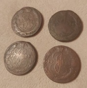 Kopiejki carskie 4szt. Katarzyna II Caryca.