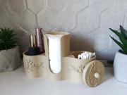 Pojemnik organizer na waciki, patyczki do uszu i drobiazgi – kolor dębowy