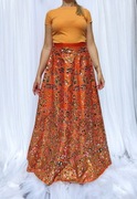 Indyjska spódnica maxi pomarańczowa malowana orient Bollywood belly dance