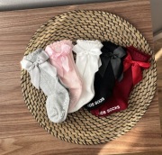 5 par podkolanówek z kokardką 0-2 latka bawelna