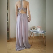 Długa sukienka MAXI dla świadkowej plecy WESELE