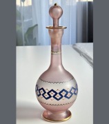 Antyk karafka szkło różowe satynowe matowe art-deco Francja