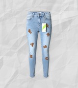 Spodnie jeansowe M.Sara, push up, litery z dżetami, M/L