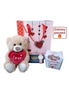 Zestaw prezentowy dla kobiety - Zegarek + Miś + Raffaello + Torebka 