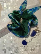 Scrunchie gumka frotka zielony niebieski 