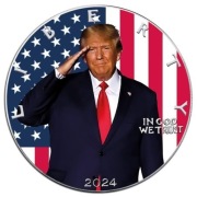 2024 USA Srebrny Orzeł - SALUTUJĄCY TRUMP - 1 uncja srebra Ag999 w kolorze