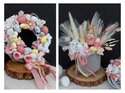 Śliczny komplet wielkanocny wianek i stroik 