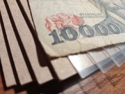  banknot PRL 10000 zł 50 zł 100zl wydruk ilustracji 2 x antyrama A4 dodatki