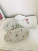 3x Półmisek owalny w kwiaty talerz Prl retro