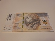 Banknot 200 zł z godziną śmierci Jana Pawła ll 21:37 powtarzalny numer