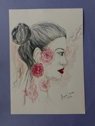 Akwarelowy portret kobiety.