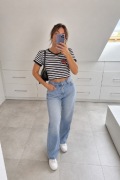 H&M crop top w paski „Love Hurts” rozm. M 
