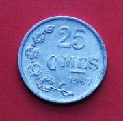 25  Centimów 1967  r   - Luksemburg     